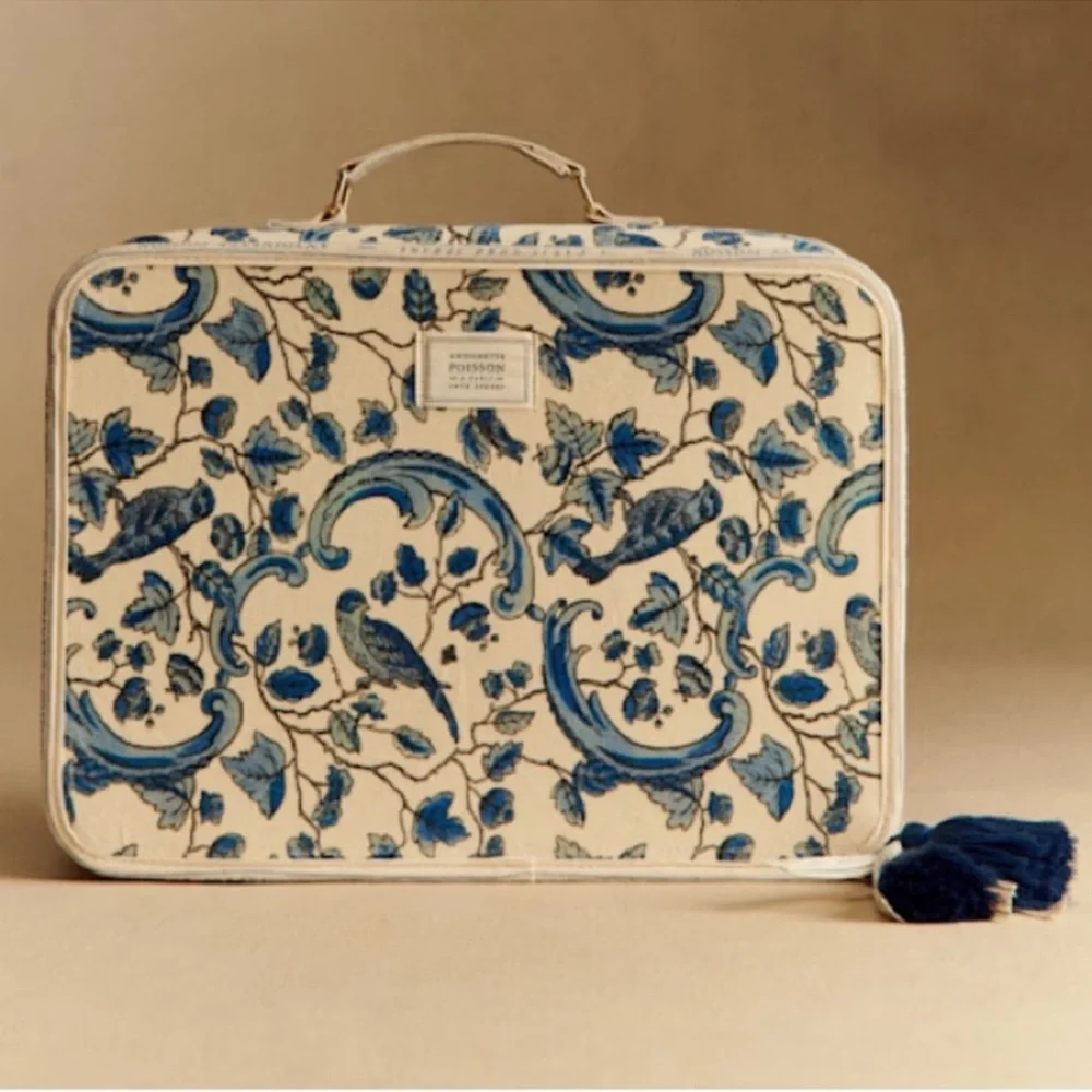Sezane x Antoinette Poisson Floral Blue and White Travel Case - Picture 2 of 8